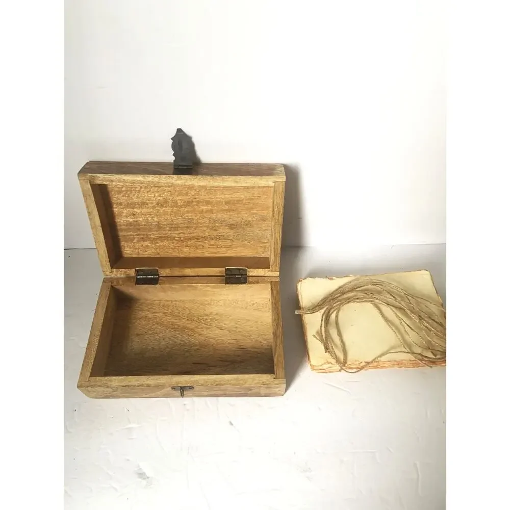 Rustic Tree of Life Carved Wooden Box with Clasp and Hinges